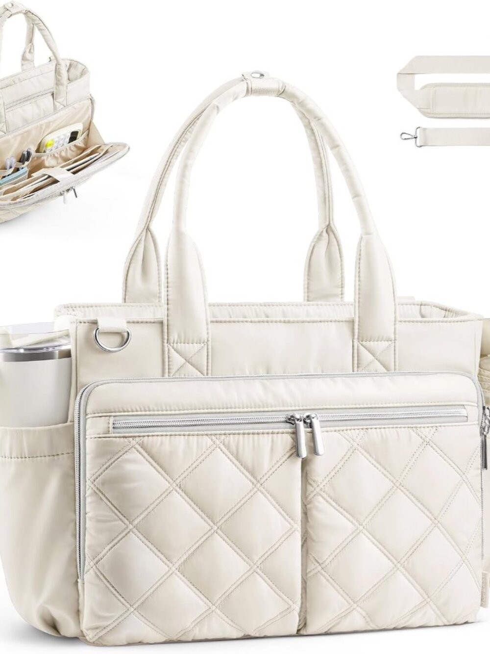Teacher Tote Bag for Women Quilted Laptop Work Handbag for Travel